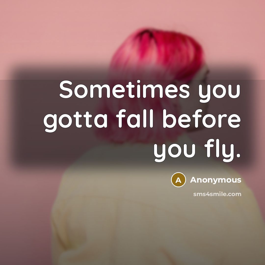 “Sometimes you gotta fall before you fly.” quote by Anonymous