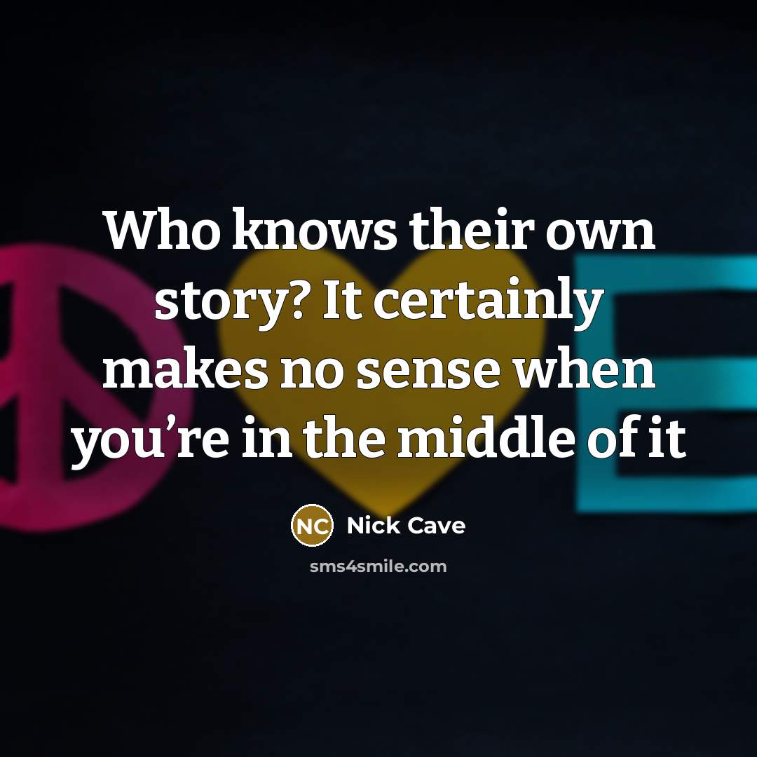 “Who knows their own story? It certainly makes no sense when you’re in the middle of it” quote by Nick Cave