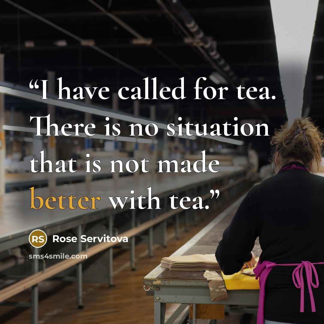 “I have called for tea. There is no situation that is not made better with tea.” quote by Rose Servitova
