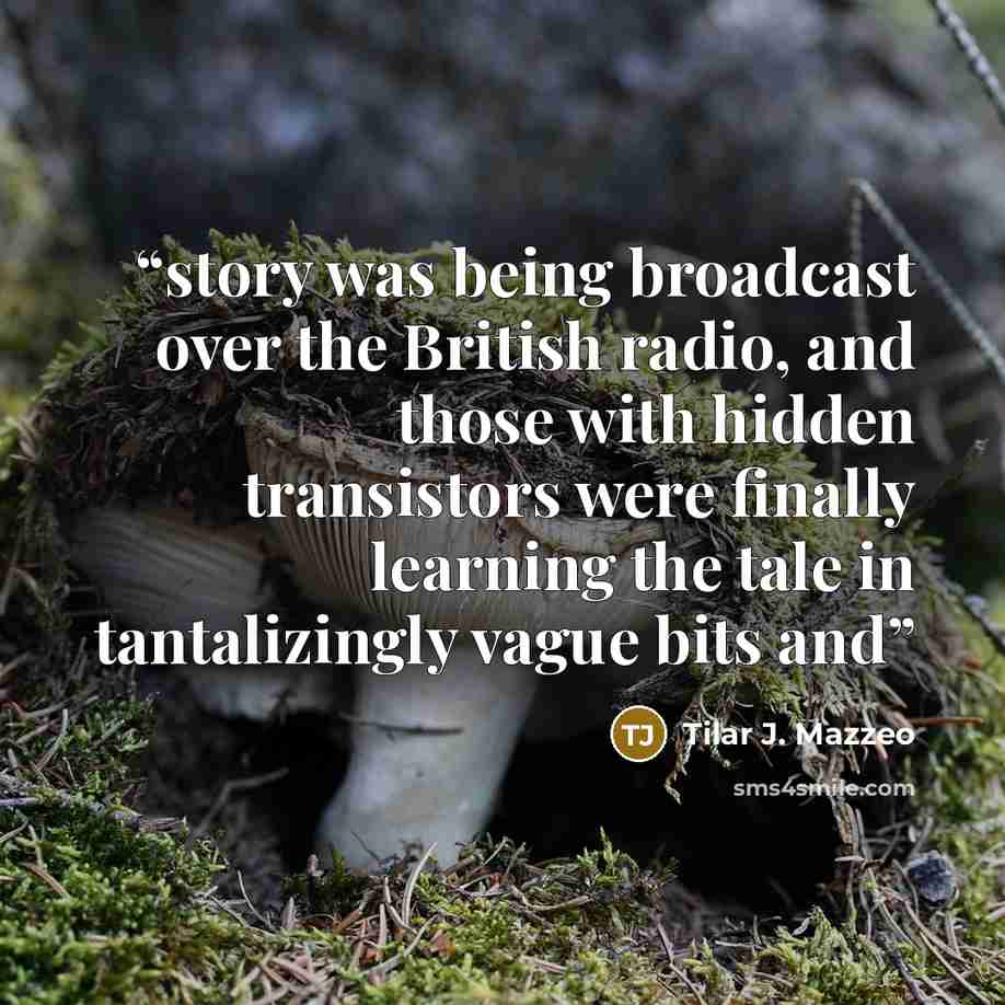 “story was being broadcast over the British radio, and those with hidden transistors were finally learning the tale in tantalizingly vague bits and” quote by Tilar J. Mazzeo