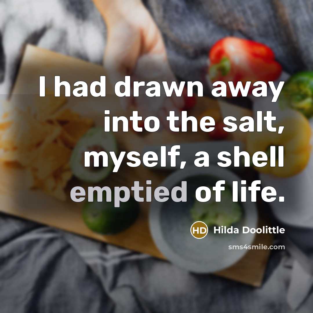 “I had drawn away into the salt, myself, a shell emptied of life.” quote by Hilda Doolittle