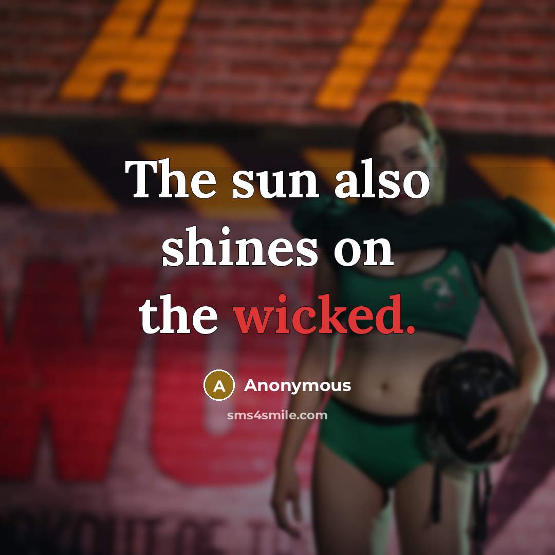 “The sun also shines on the wicked.” quote by Anonymous