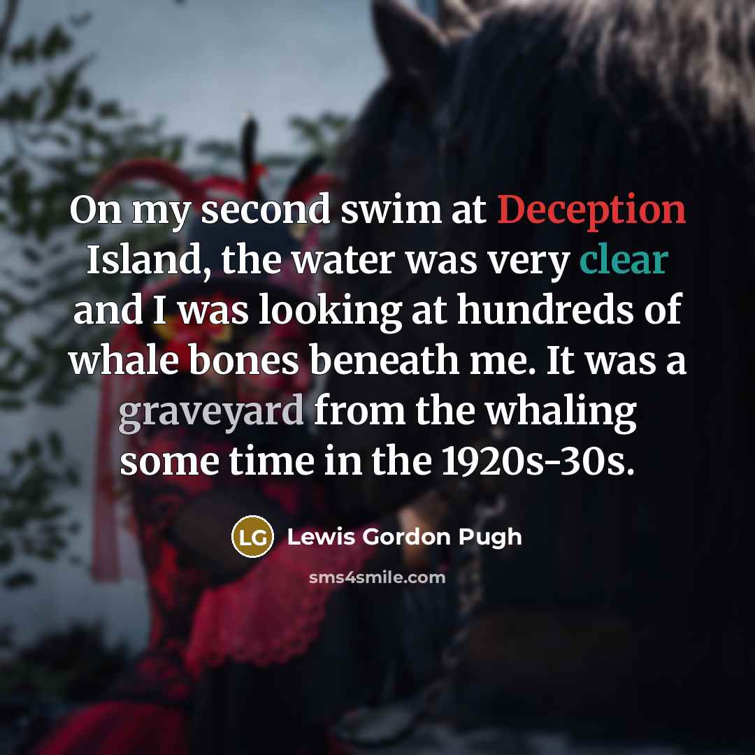 “On my second swim at Deception Island, the water was very clear and I was looking at hundreds of whale bones beneath me. It was a graveyard from the whaling some time in the 1920s-30s.” quote by Lewis Gordon Pugh