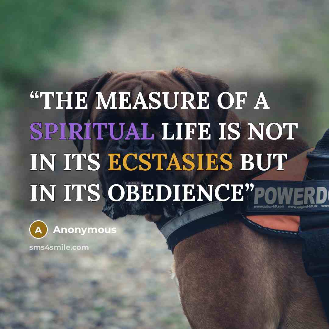 “THE MEASURE OF A SPIRITUAL LIFE IS NOT IN ITS ECSTASIES BUT IN ITS OBEDIENCE” quote by Anonymous