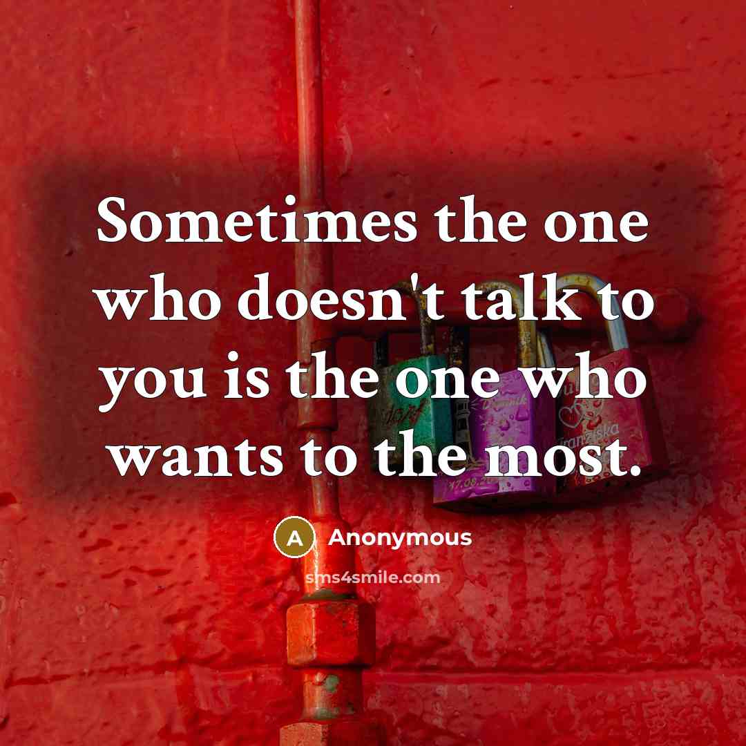 “Sometimes the one who doesn't talk to you is the one who wants to the most.” quote by Anonymous