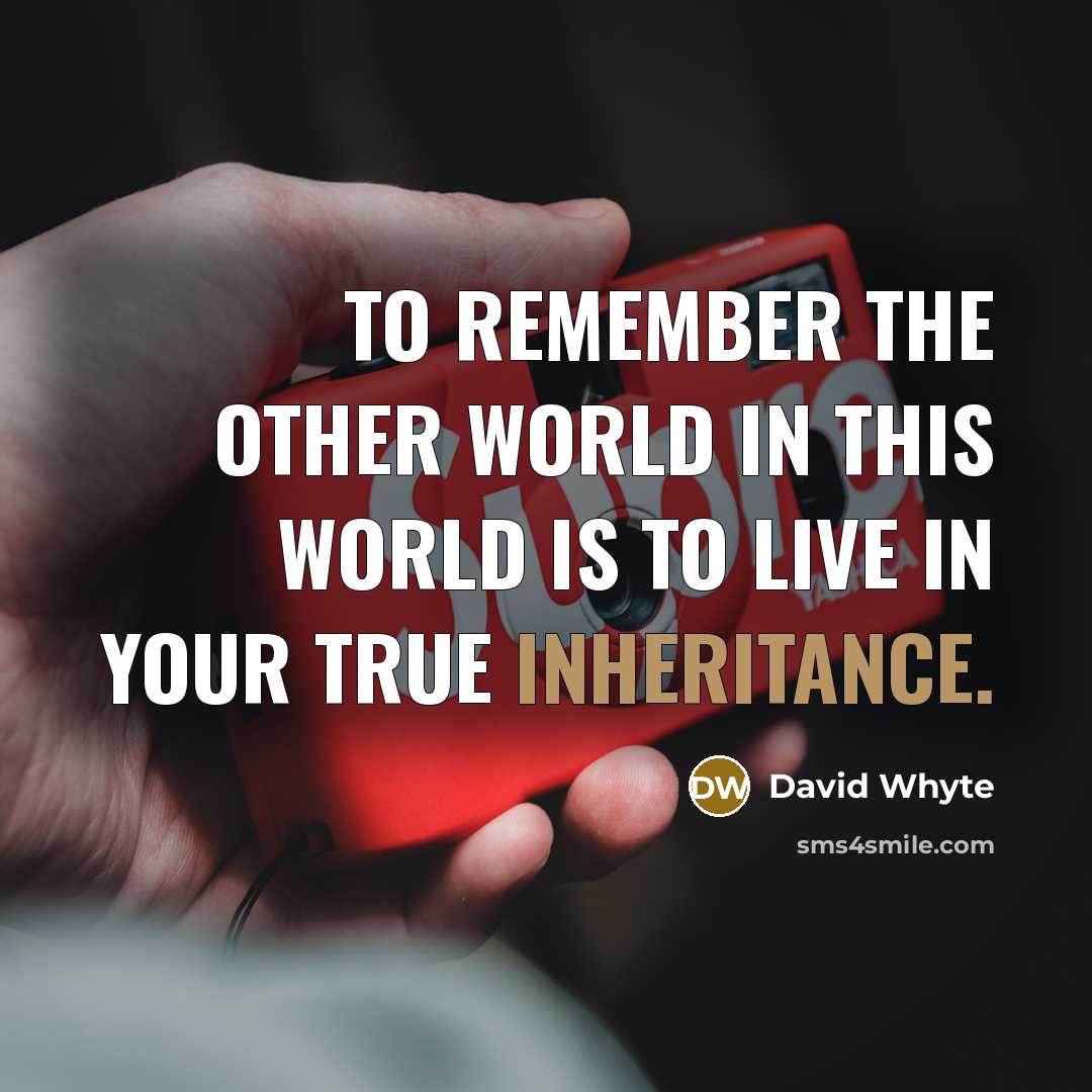 “To remember the other world in this world is to live in your true inheritance.” quote by David Whyte