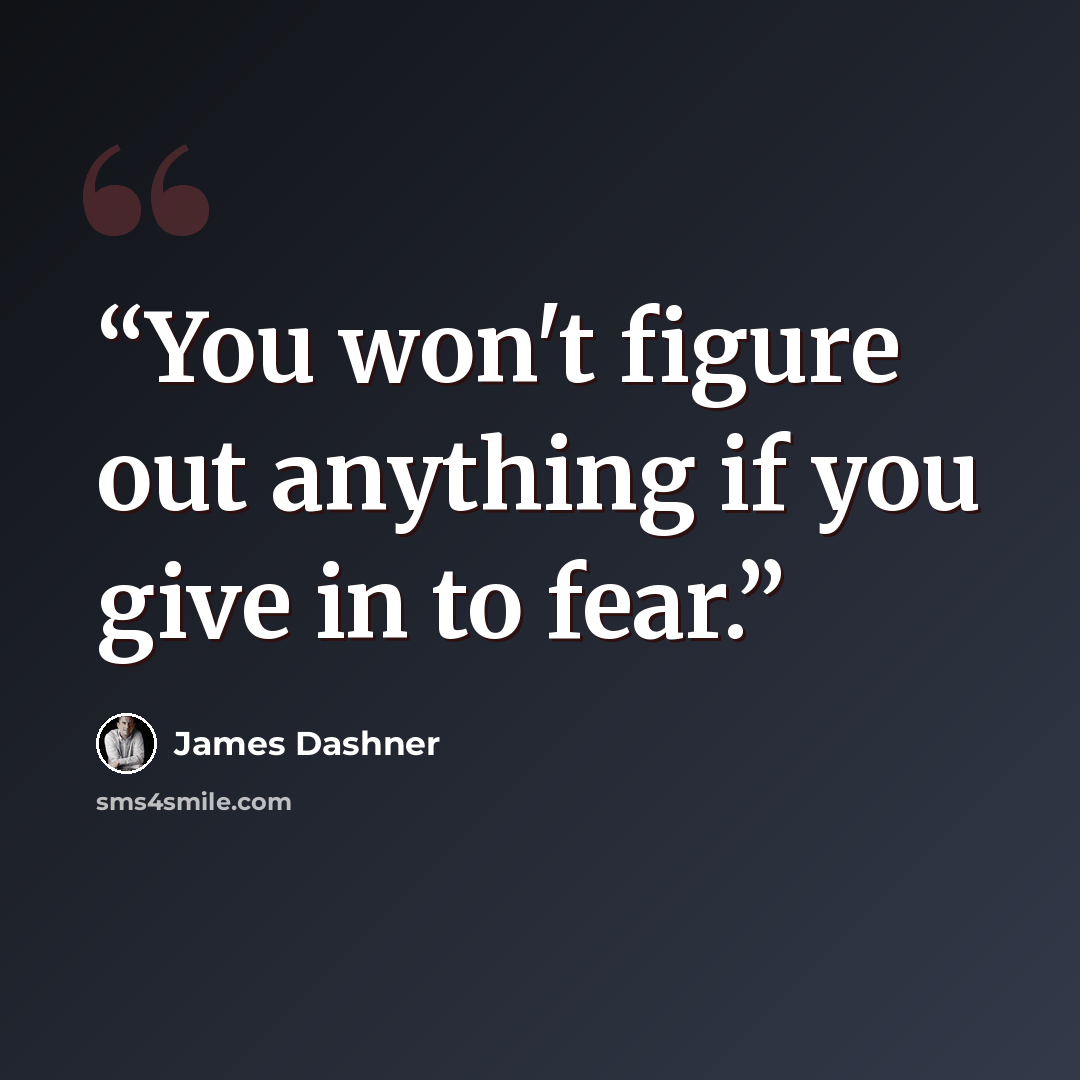“You won't figure out anything if you give in to fear.” quote by James Dashner