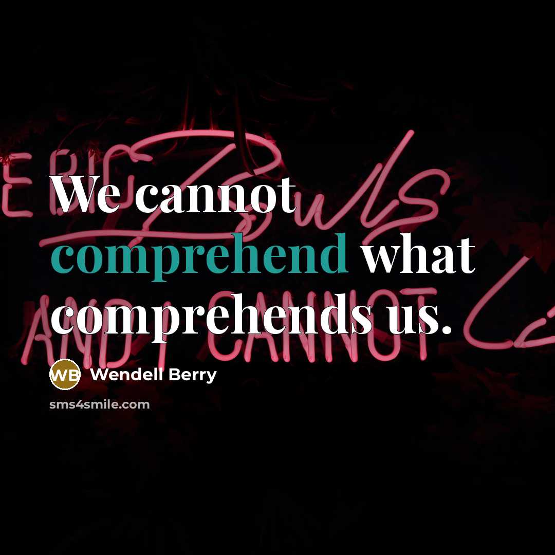 “We cannot comprehend what comprehends us.” quote by Wendell Berry