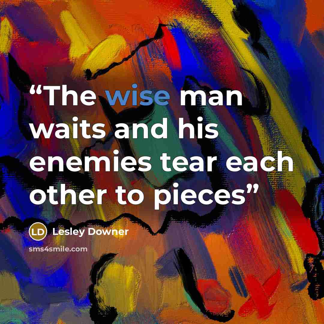 “The wise man waits and his enemies tear each other to pieces” quote by Lesley Downer