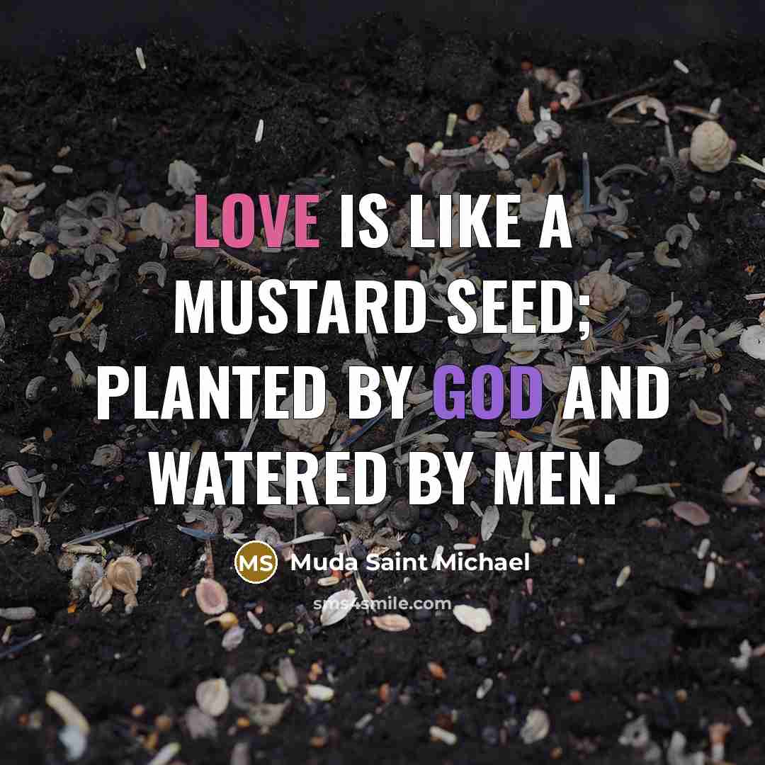 “Love is like a mustard seed; planted by God and watered by men.” quote by Muda Saint Michael