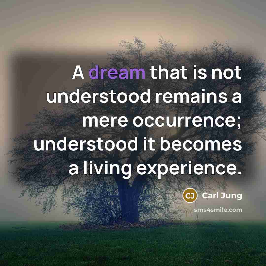 “A dream that is not understood remains a mere occurrence; understood it becomes a living experience.” quote by Carl Jung