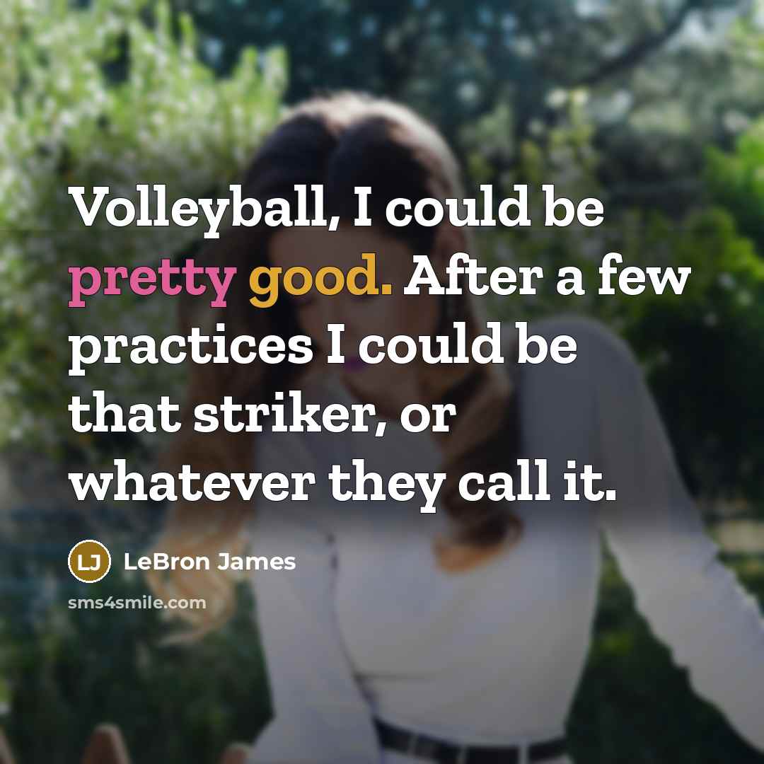 “Volleyball, I could be pretty good. After a few practices I could be that striker, or whatever they call it.” quote by LeBron James