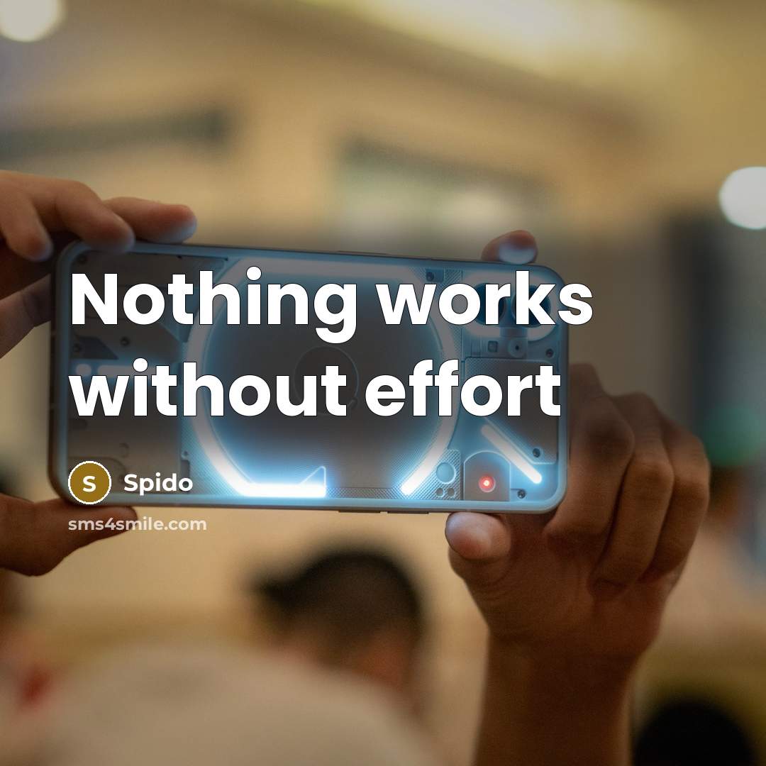 “Nothing works without effort” quote by Spido