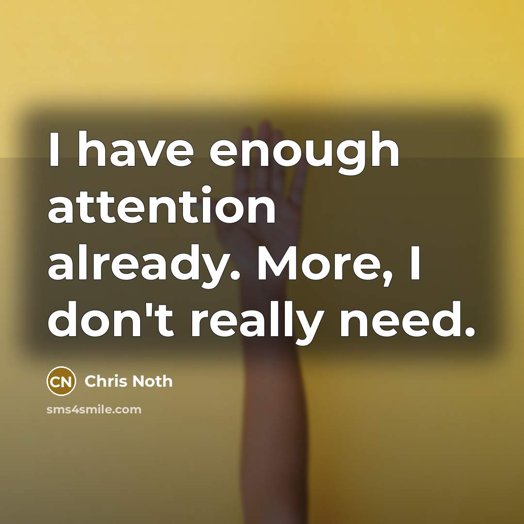 “I have enough attention already. More, I don't really need.” quote by Chris Noth
