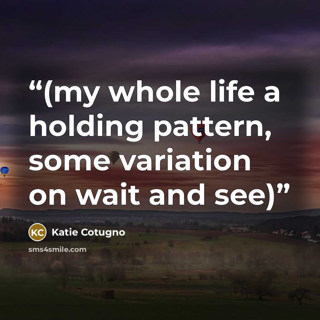 “(my whole life a holding pattern, some variation on wait and see)” quote by Katie Cotugno
