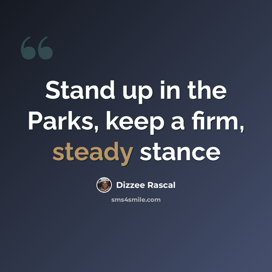 “Stand up in the Parks, keep a firm, steady stance” quote by Dizzee Rascal