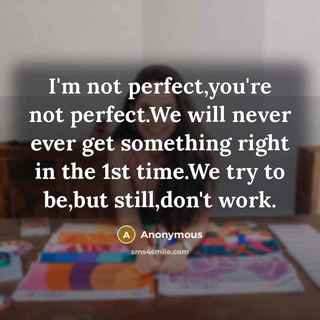 “I'm not perfect,you're not perfect.We will never ever get something right in the 1st time.We try to be,but still,don't work.” quote by Anonymous