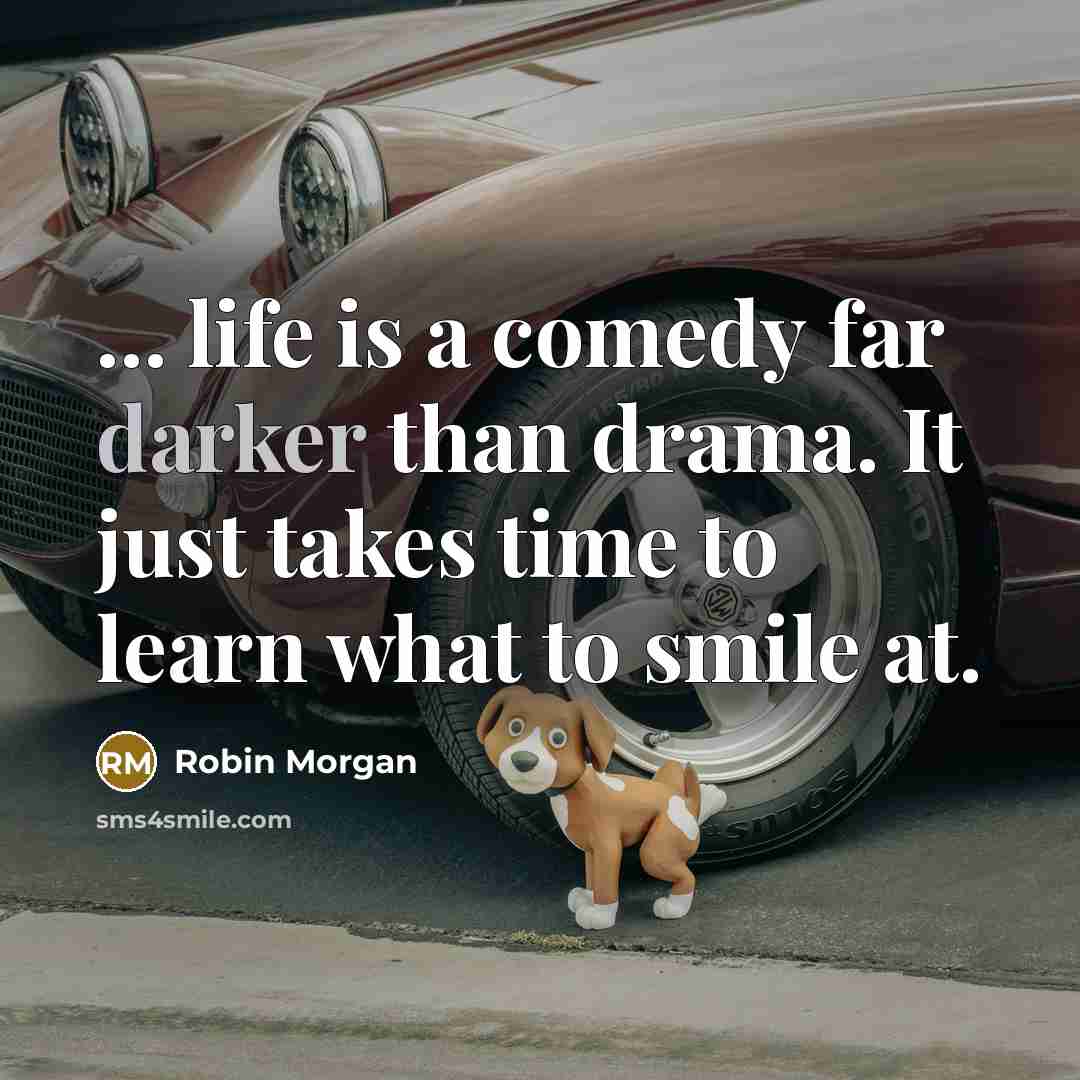 “... life is a comedy far darker than drama. It just takes time to learn what to smile at.” quote by Robin Morgan
