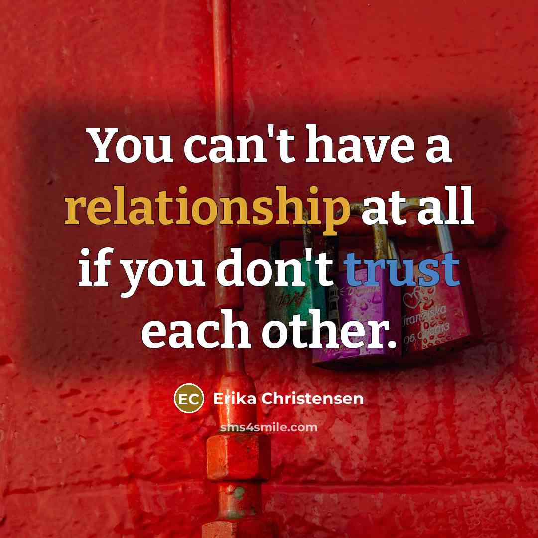 “You can't have a relationship at all if you don't trust each other.” quote by Erika Christensen