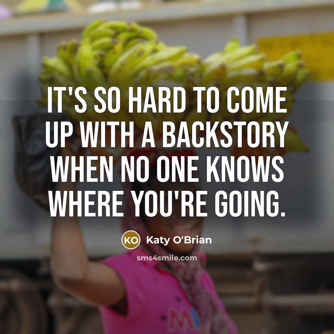 “It's so hard to come up with a backstory when no one knows where you're going.” quote by Katy O'Brian