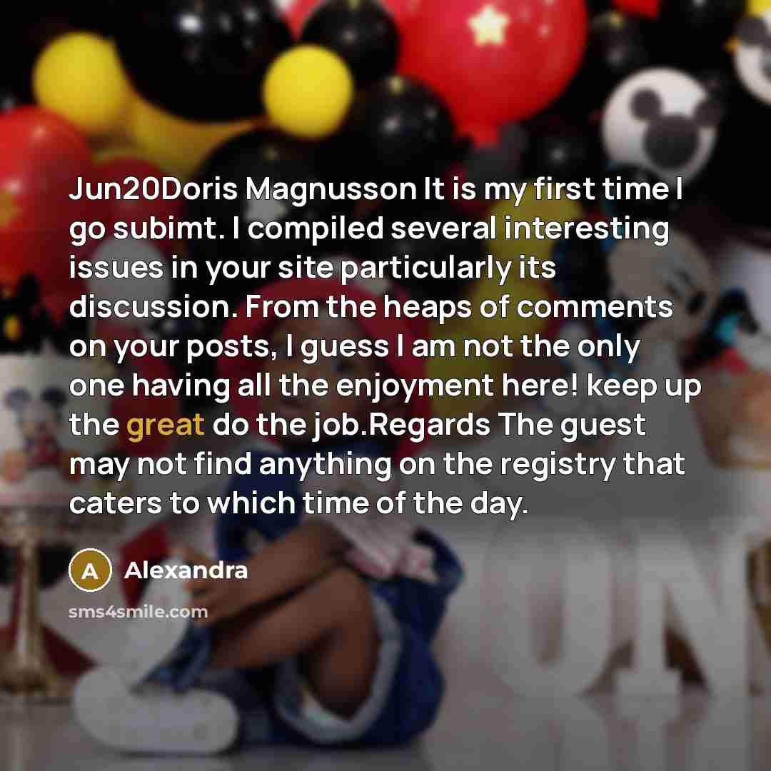 “Jun20Doris Magnusson It is my first time I go subimt. I compiled several interesting issues in your site particularly its discussion. From the heaps of comments on your posts, I guess I am not the only one having all the enjoyment here! keep up the great do the job.Regards The guest may not find…” quote by Alexandra