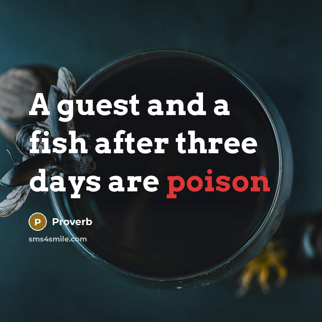 “A guest and a fish after three days are poison” quote by Proverb