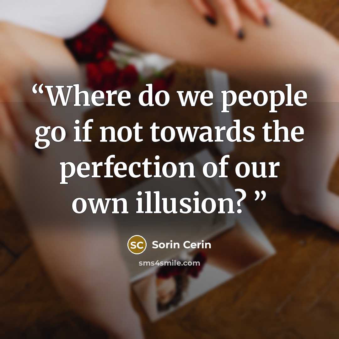 “Where do we people go if not towards the perfection of our own illusion?” quote by Sorin Cerin