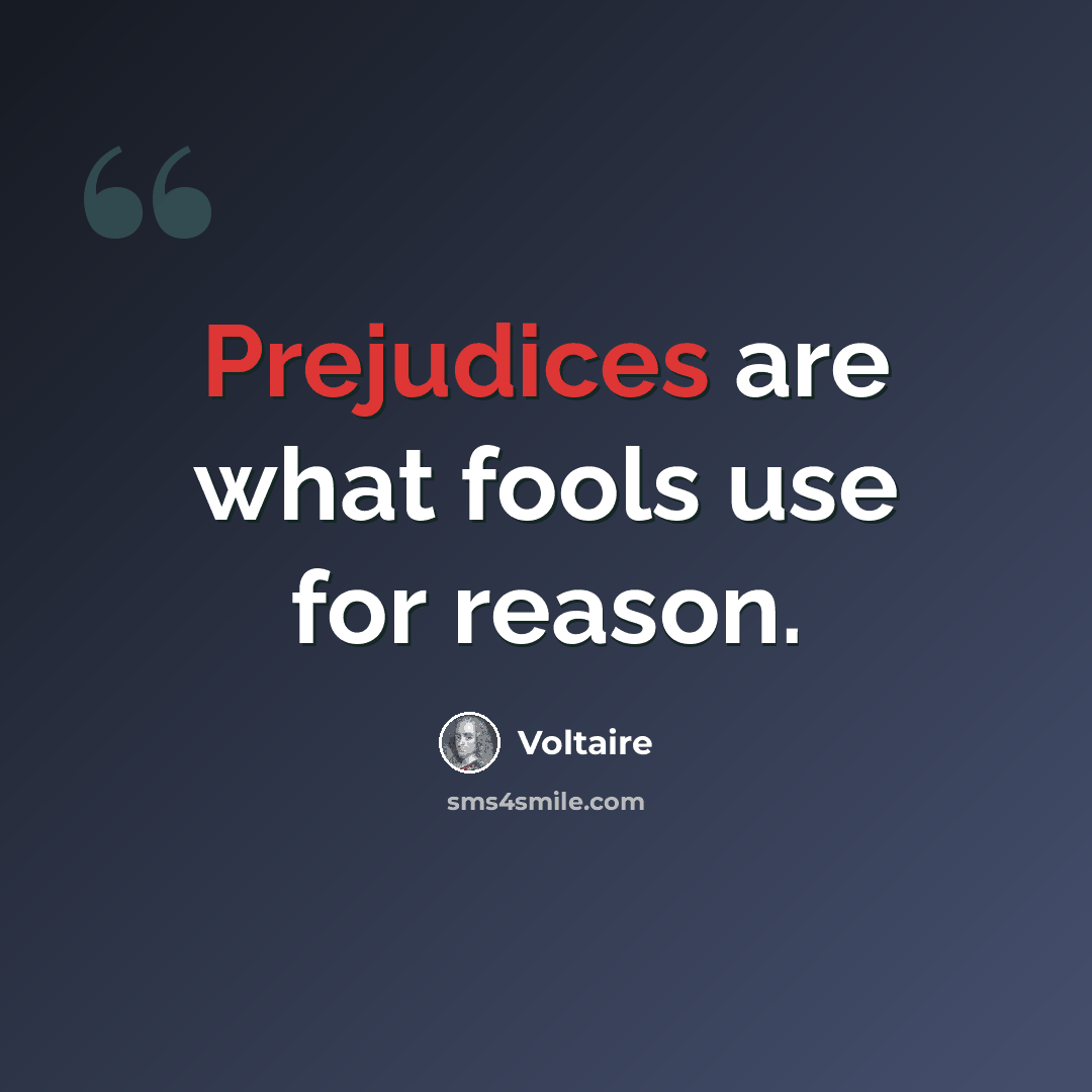 “Prejudices are what fools use for reason.” quote by Voltaire