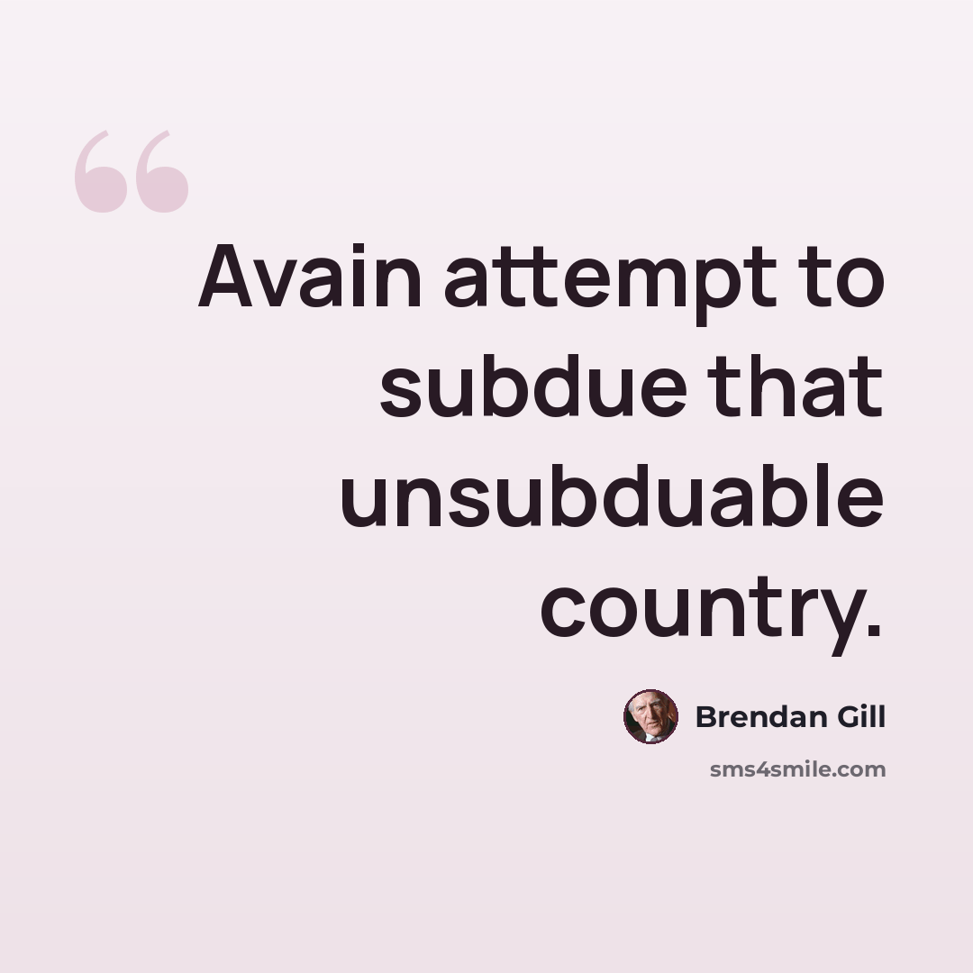 “Avain attempt to subdue that unsubduable country.” quote by Brendan Gill
