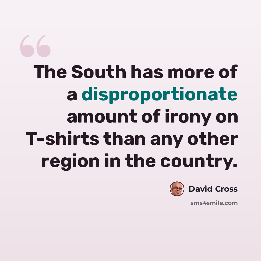 “The South has more of a disproportionate amount of irony on T-shirts than any other region in the country.” quote by David Cross