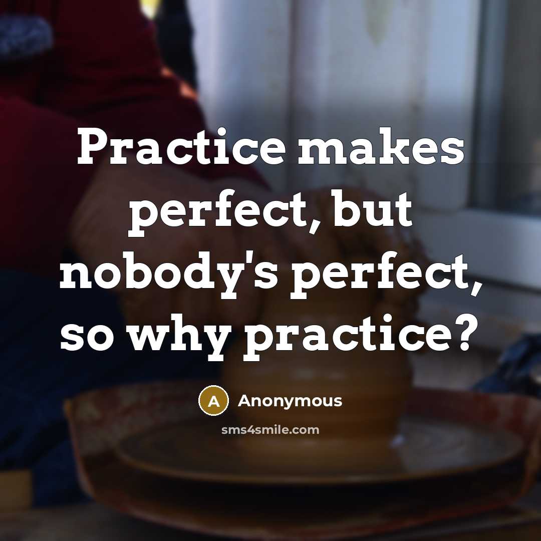 “Practice makes perfect, but nobody's perfect, so why practice?” quote by Anonymous