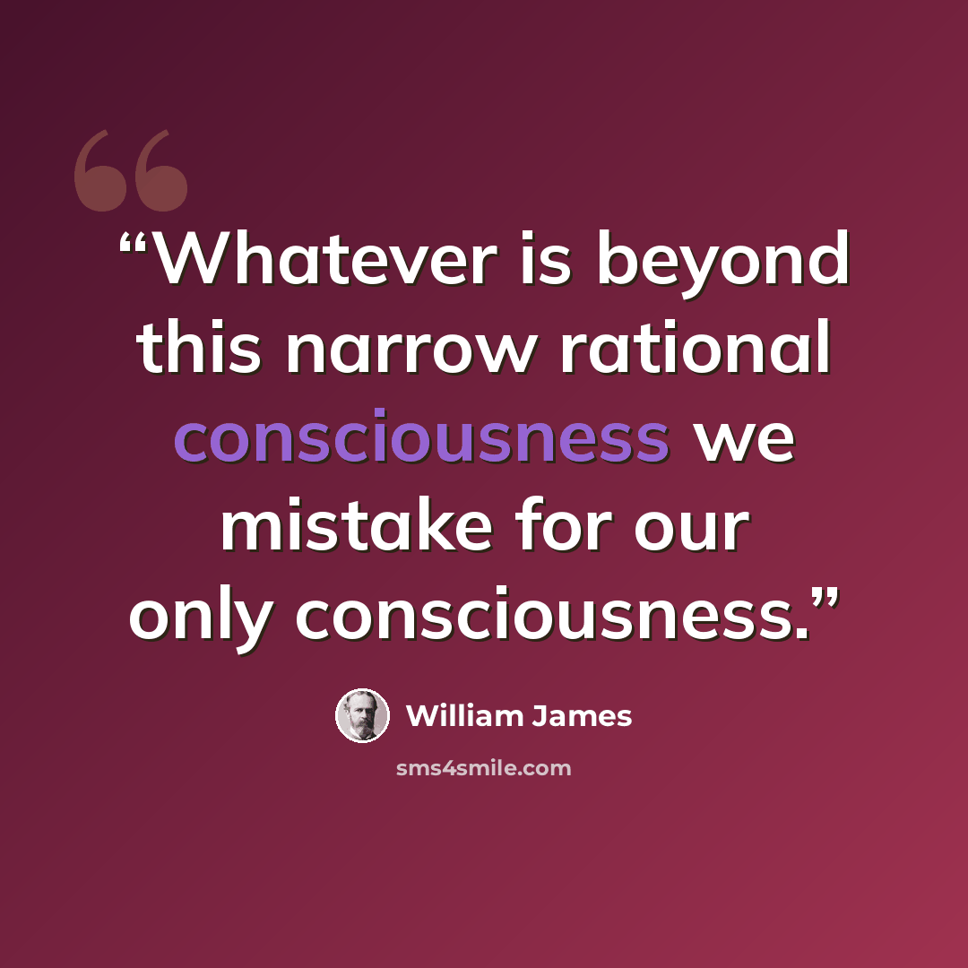 “Whatever is beyond this narrow rational consciousness we mistake for our only consciousness.” quote by William James