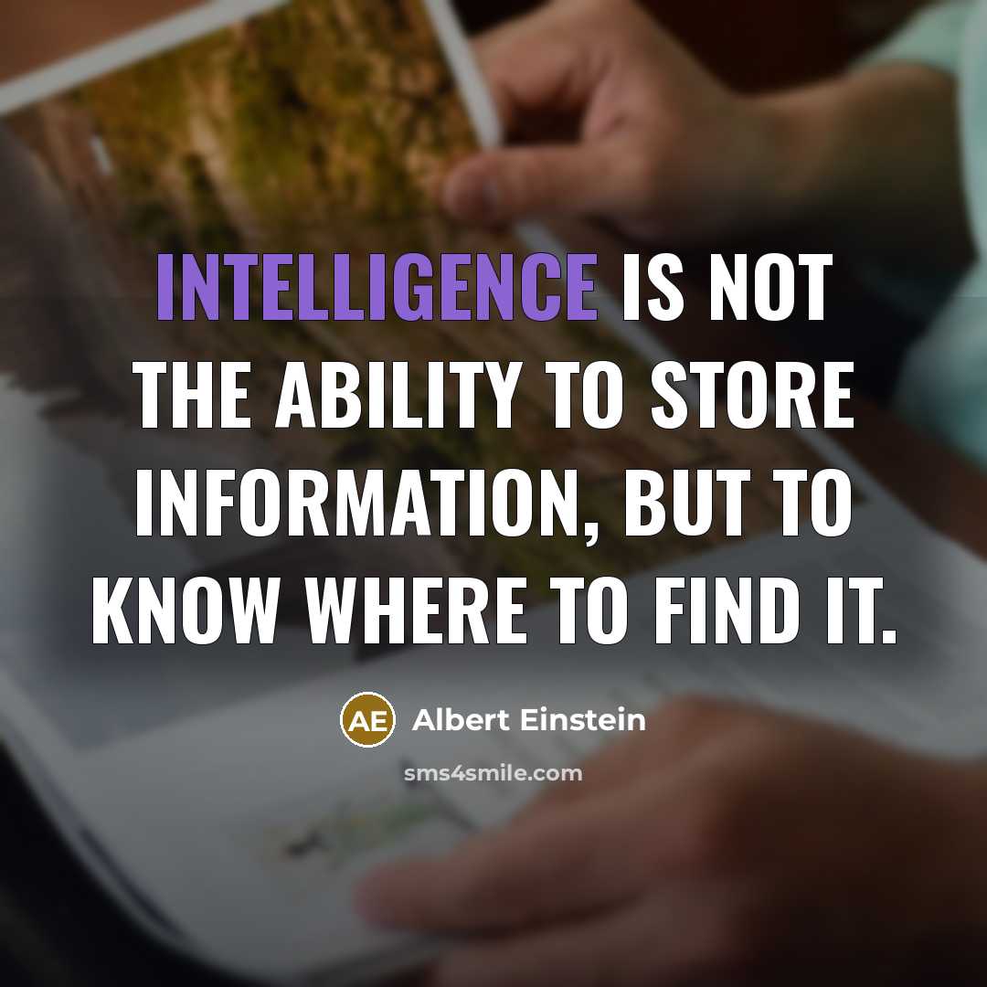 “Intelligence is not the ability to store information, but to know where to find it.” quote by Albert Einstein