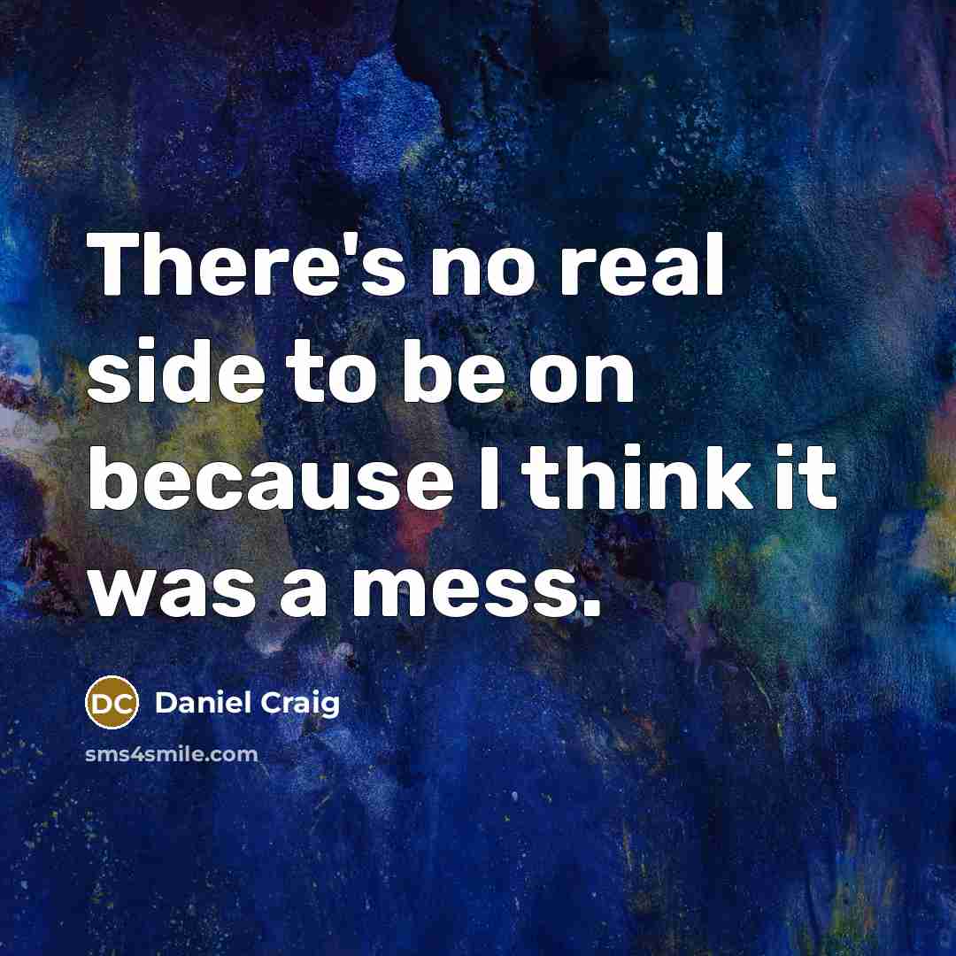 “There's no real side to be on because I think it was a mess.” quote by Daniel Craig