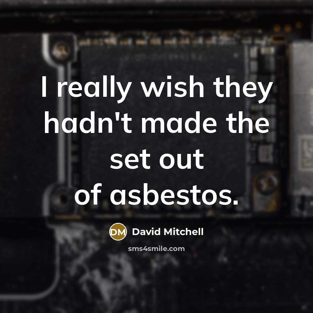 “I really wish they hadn't made the set out of asbestos.” quote by David Mitchell