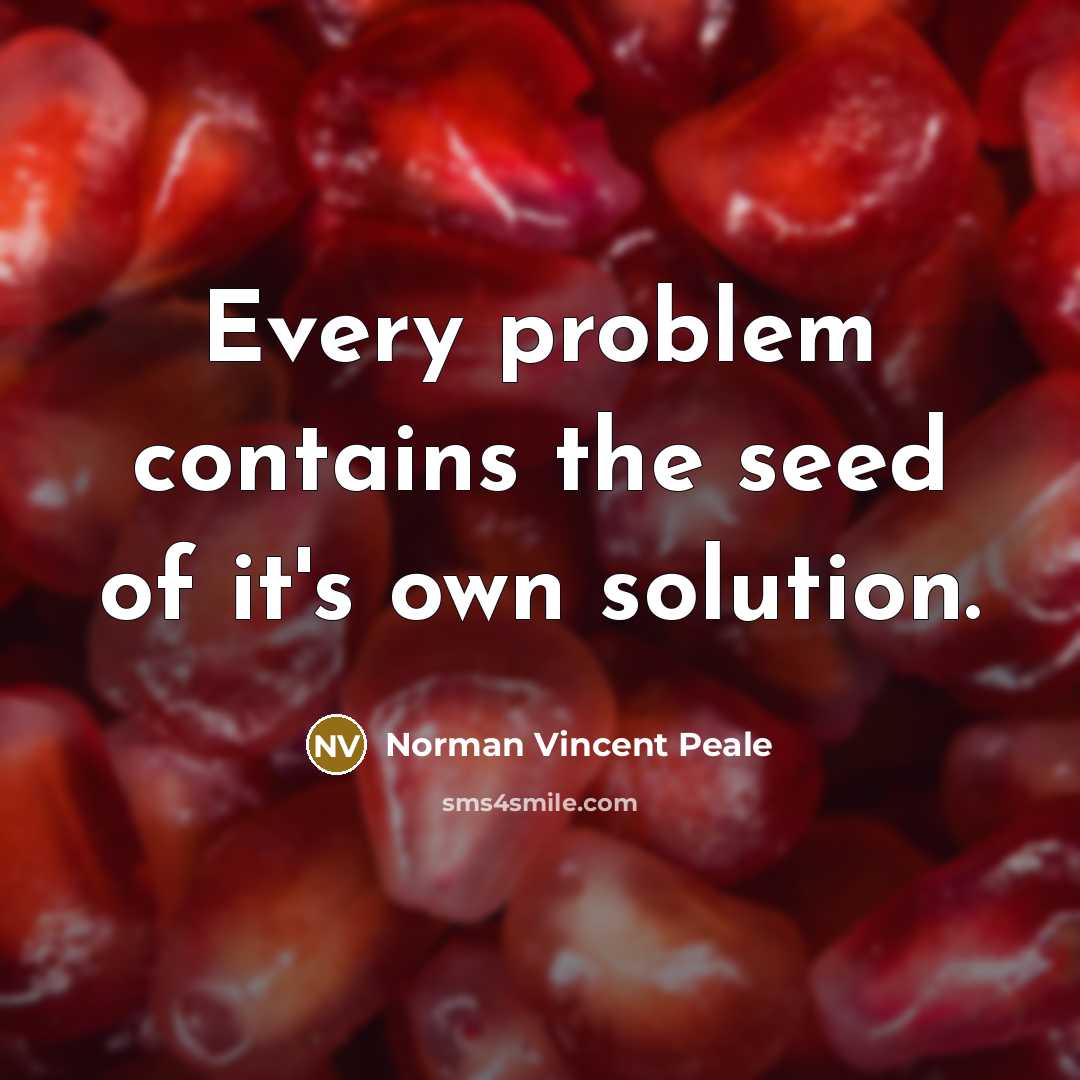 “Every problem contains the seed of it's own solution.” quote by Norman Vincent Peale