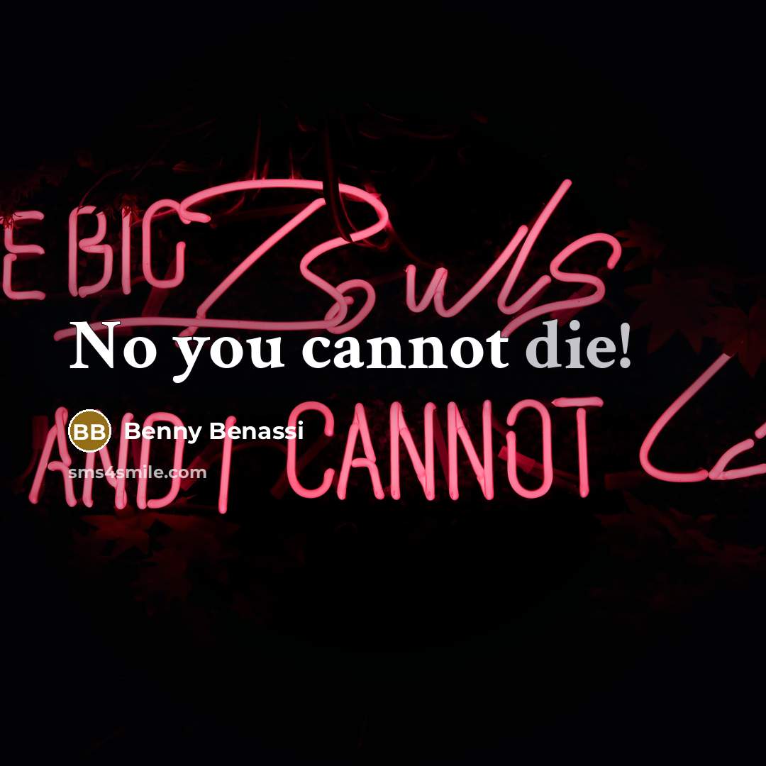 “No you cannot die!” quote by Benny Benassi