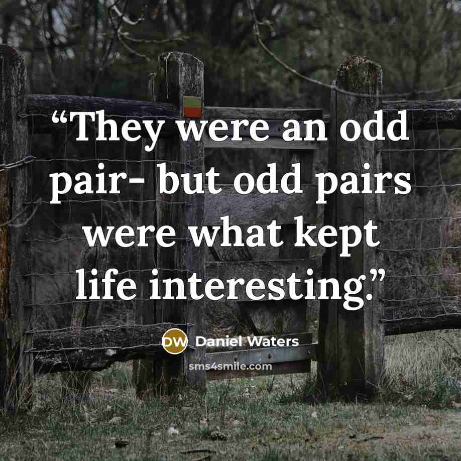 “They were an odd pair- but odd pairs were what kept life interesting.” quote by Daniel Waters