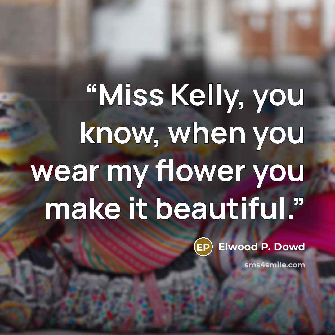 “Miss Kelly, you know, when you wear my flower you make it beautiful.” quote by Elwood P. Dowd