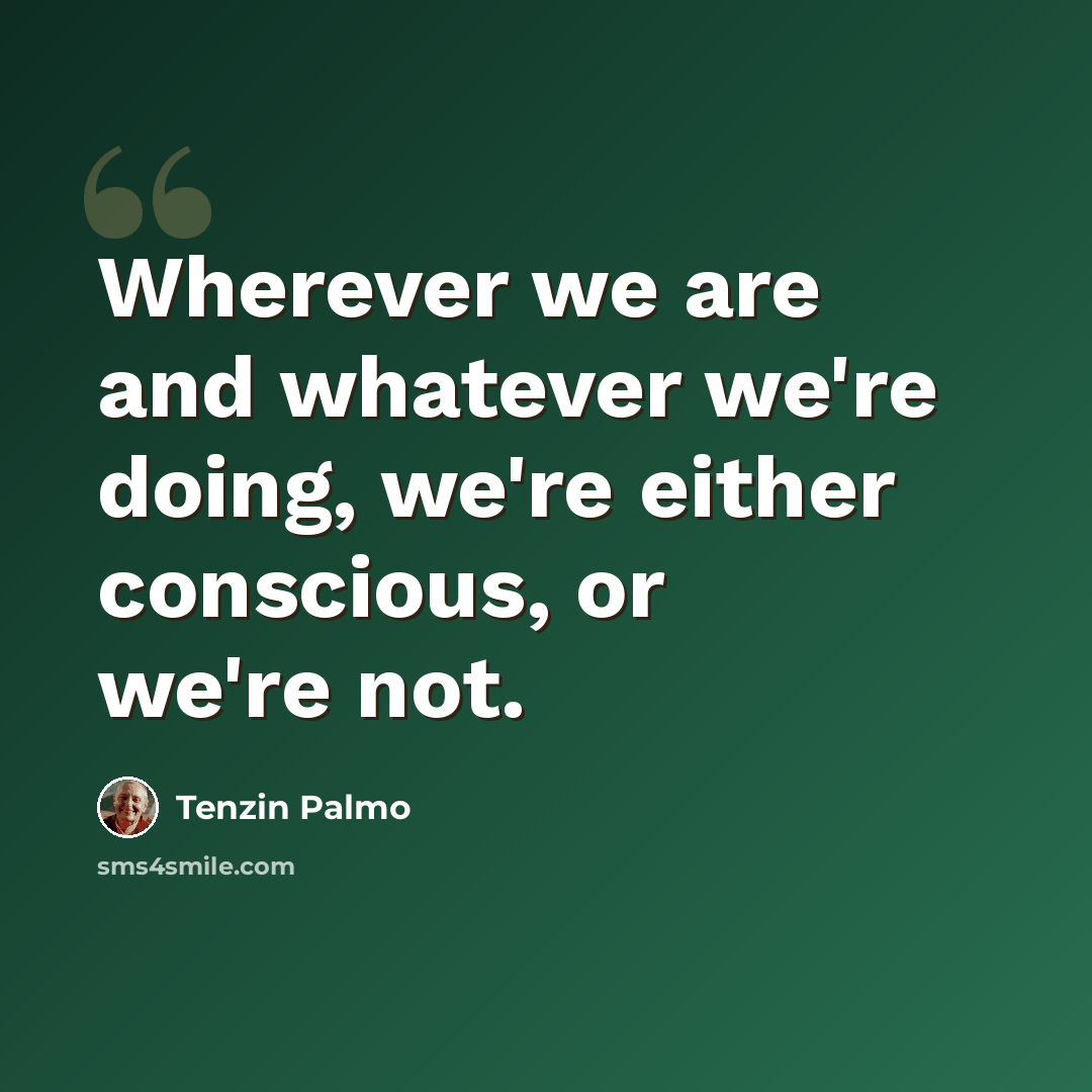 “Wherever we are and whatever we're doing, we're either conscious, or we're not.” quote by Tenzin Palmo