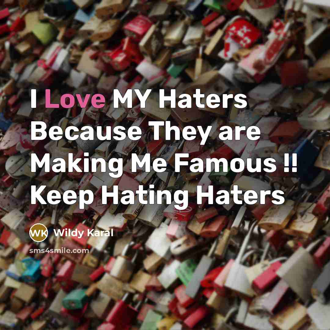 “I Love MY Haters Because They are Making Me Famous !! Keep Hating Haters” quote by Wildy Karal