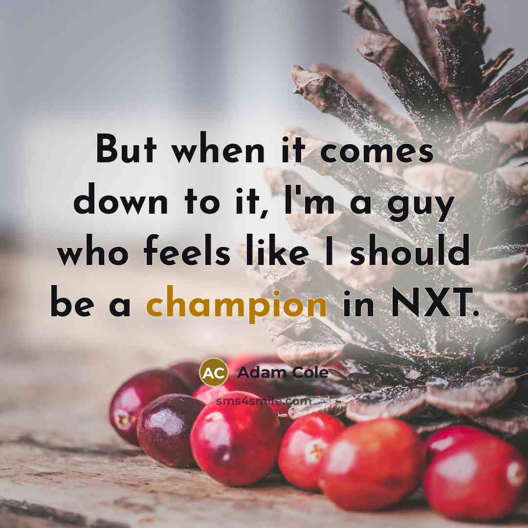 “But when it comes down to it, I'm a guy who feels like I should be a champion in NXT.” quote by Adam Cole