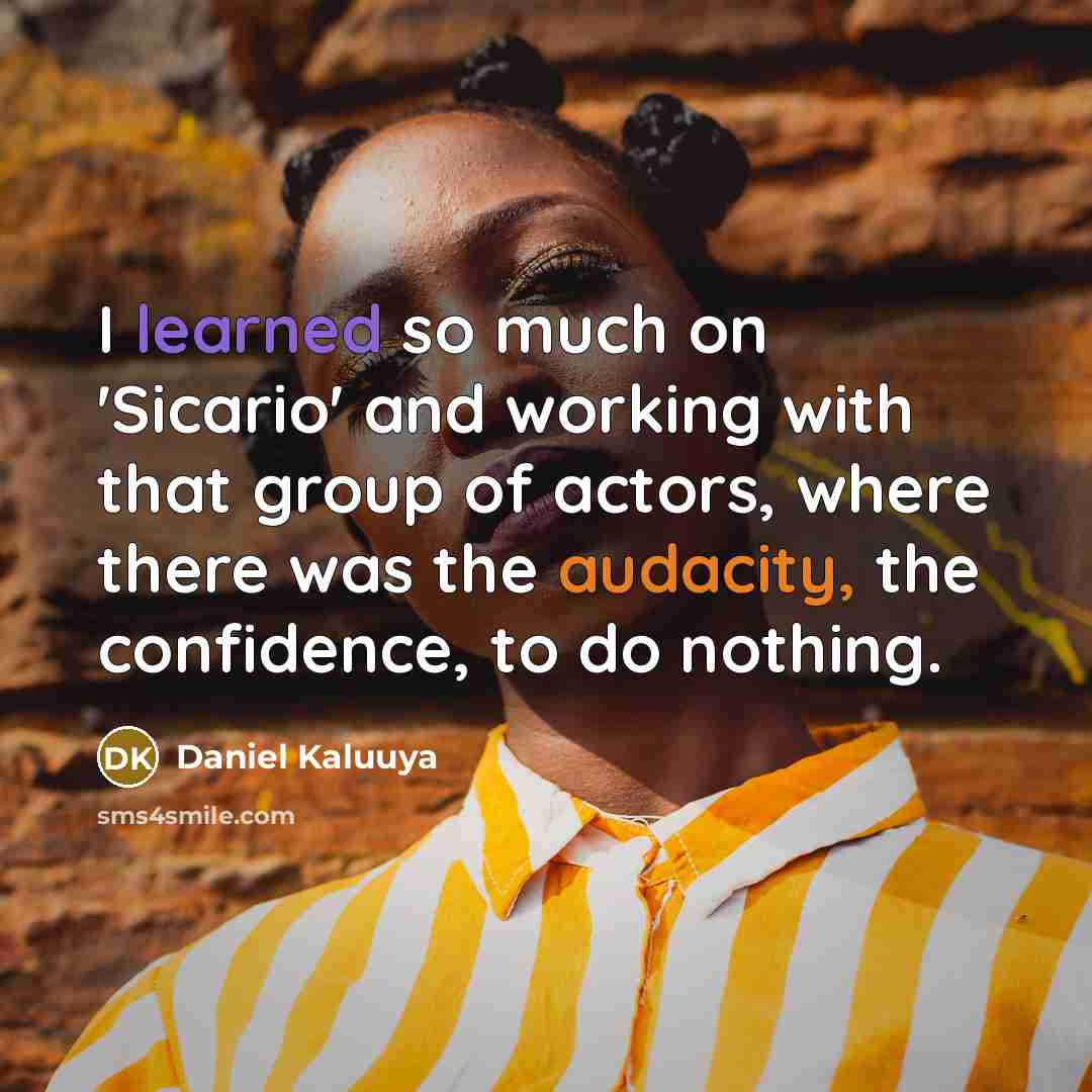 “I learned so much on 'Sicario' and working with that group of actors, where there was the audacity, the confidence, to do nothing.” quote by Daniel Kaluuya