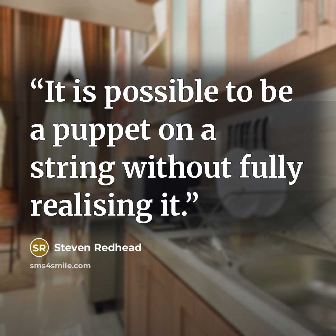 “It is possible to be a puppet on a string without fully realising it.” quote by Steven Redhead