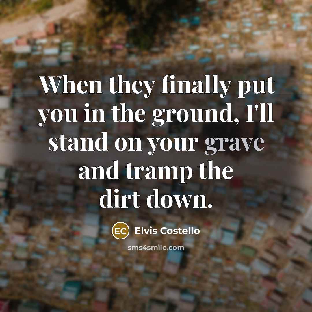 “When they finally put you in the ground, I'll stand on your grave and tramp the dirt down.” quote by Elvis Costello