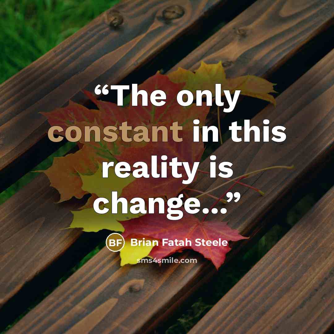 “The only constant in this reality is change...” quote by Brian Fatah Steele