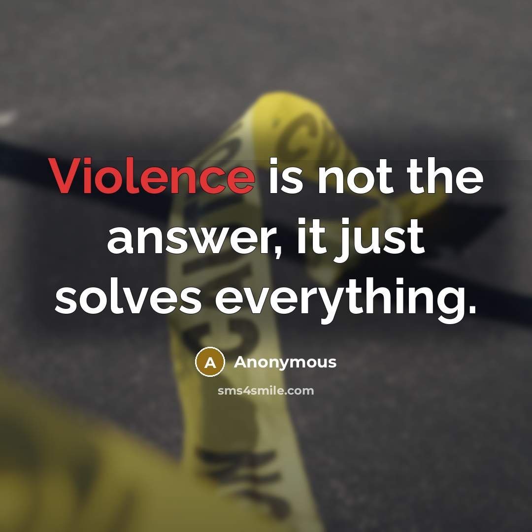“Violence is not the answer, it just solves everything.” quote by Anonymous