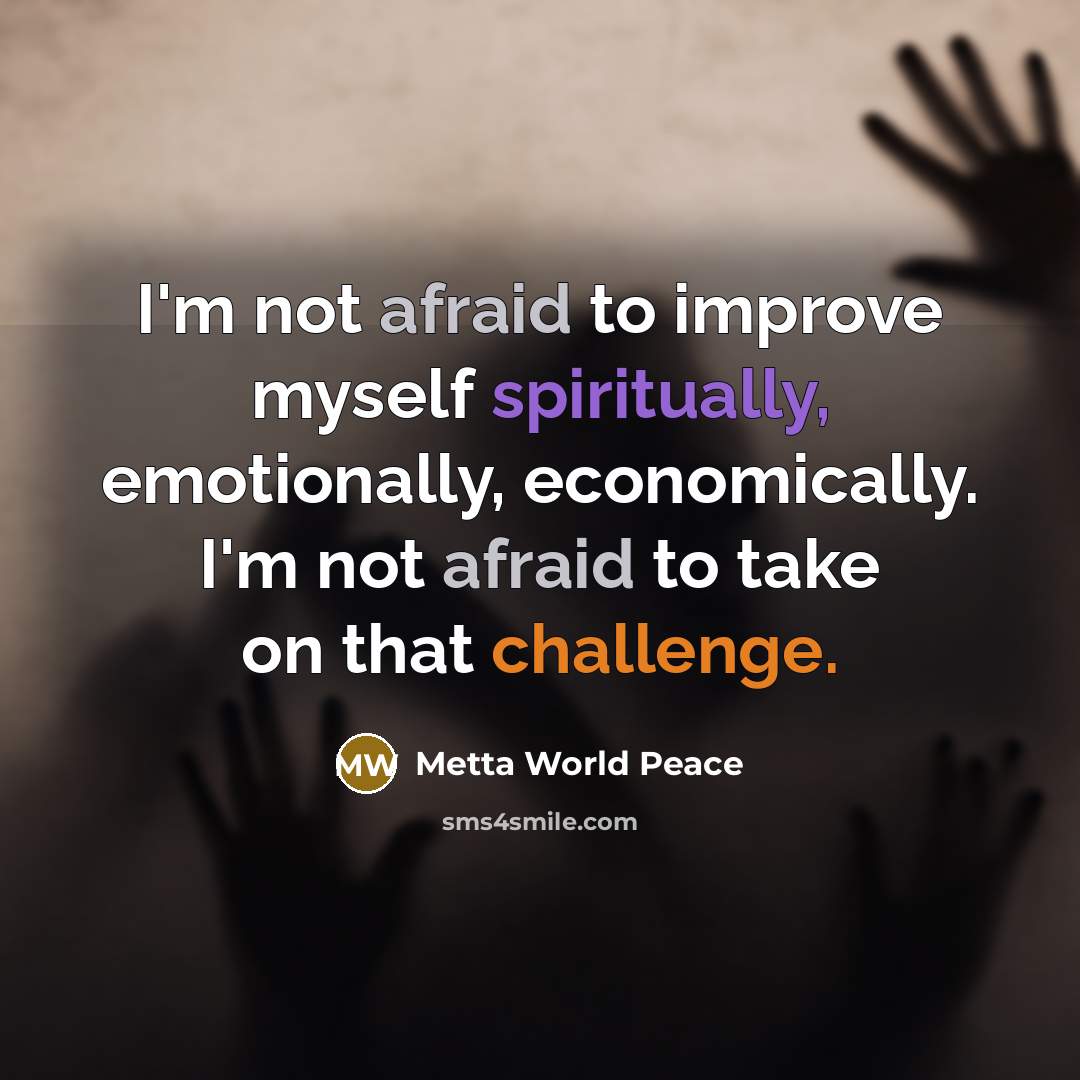 “I'm not afraid to improve myself spiritually, emotionally, economically. I'm not afraid to take on that challenge.” quote by Metta World Peace