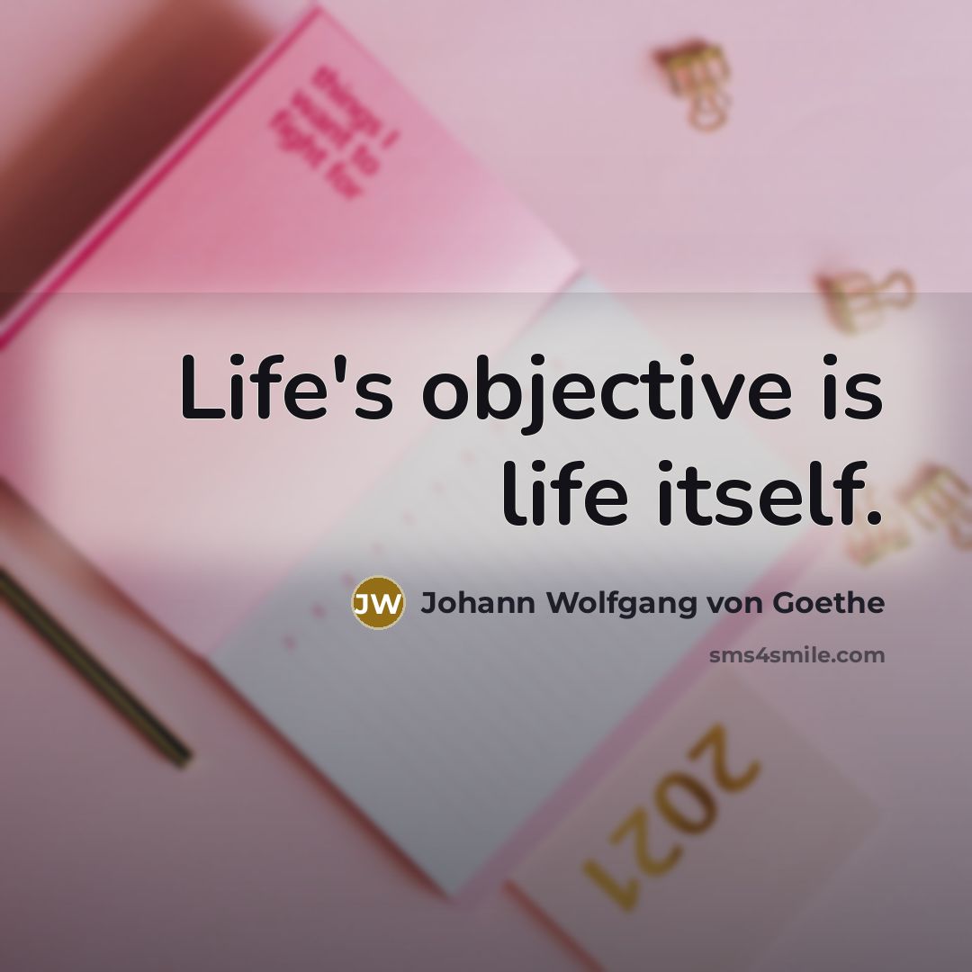 “Life's objective is life itself.” quote by Johann Wolfgang von Goethe