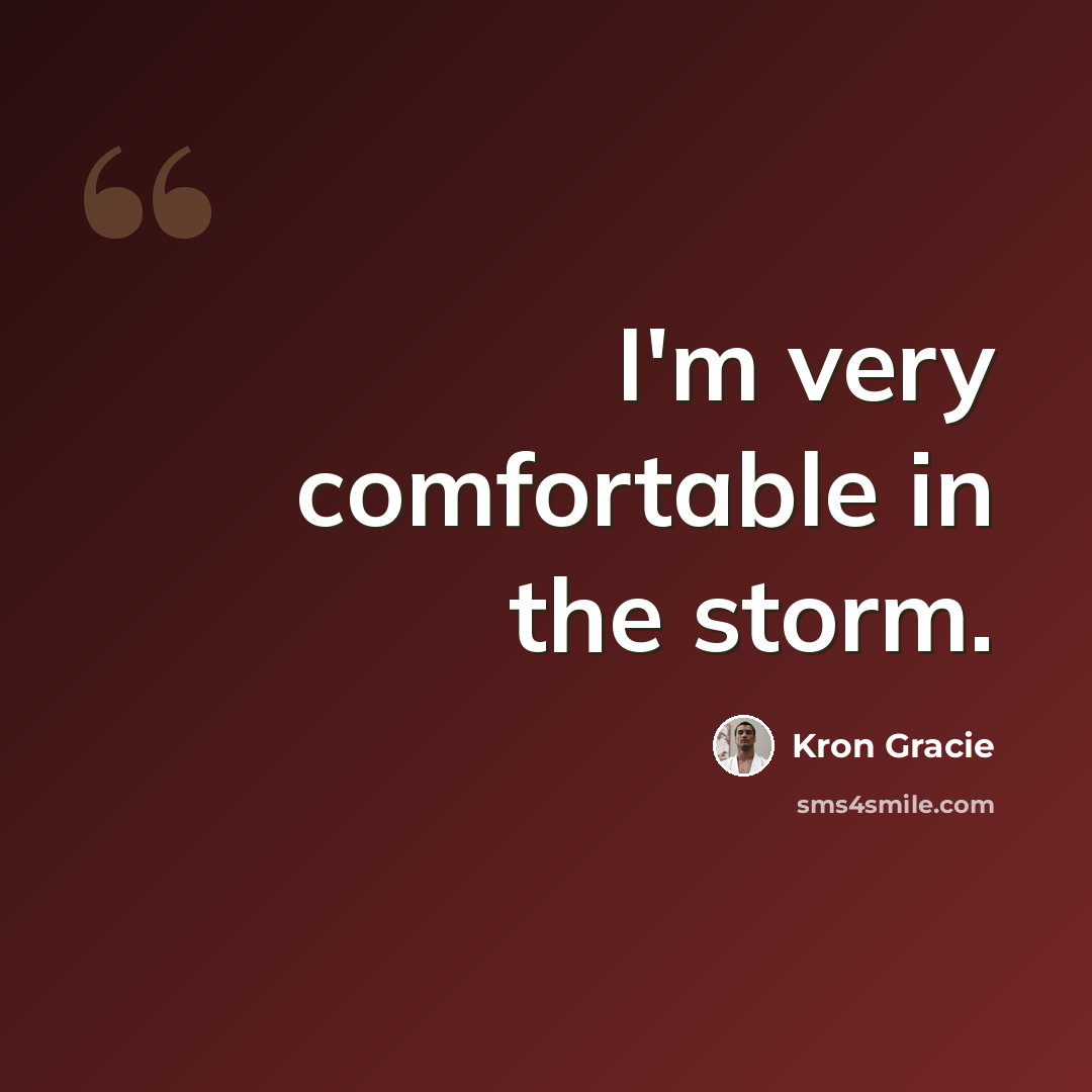 “I'm very comfortable in the storm.” quote by Kron Gracie